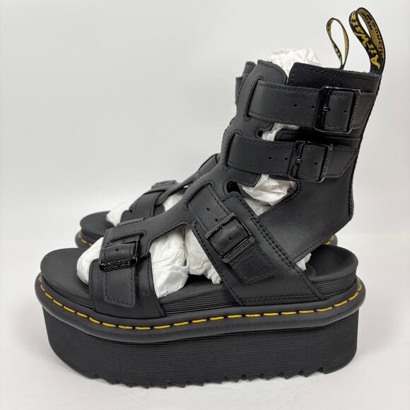 NwOpBx Dr. Martens Giavanna Platform Sandals 8 Leather Gladiator Chunky Grunge - Picture 3 of 10